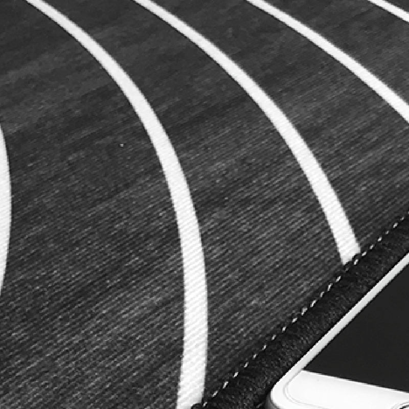 Skorter | Black Gray-White Striped Carpet Cotton Blend Novelty Area Rug Non-Slip Backing Machine Washable Indoor Rug for Room