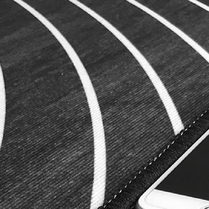 Skorter | Black Gray-White Striped Carpet Cotton Blend Novelty Area Rug Non-Slip Backing Machine Washable Indoor Rug for Room