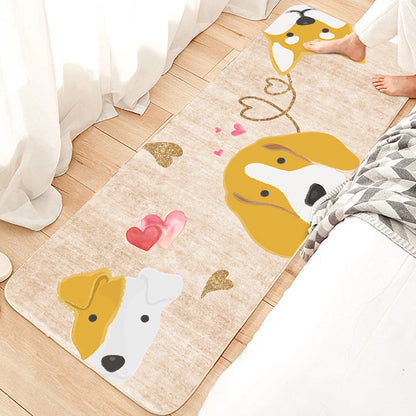 Skorter | Cute Bedroom Rug Multicolored Cartoon Print Indoor Rug Polyester Anti-Slip Back Pet-Friendly Carpet