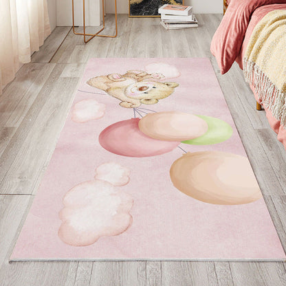 Skorter | Cute Bedroom Rug Multicolored Cartoon Print Indoor Rug Polyester Anti-Slip Back Pet-Friendly Carpet