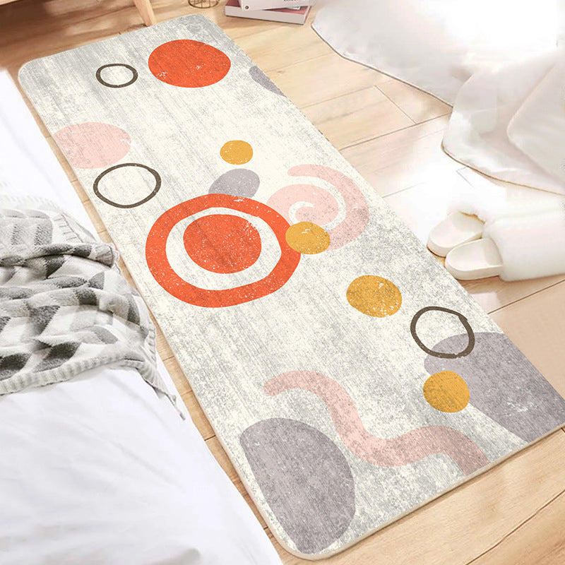 Skorter | Cute Bedroom Rug Multicolored Cartoon Print Indoor Rug Polyester Anti-Slip Back Pet-Friendly Carpet