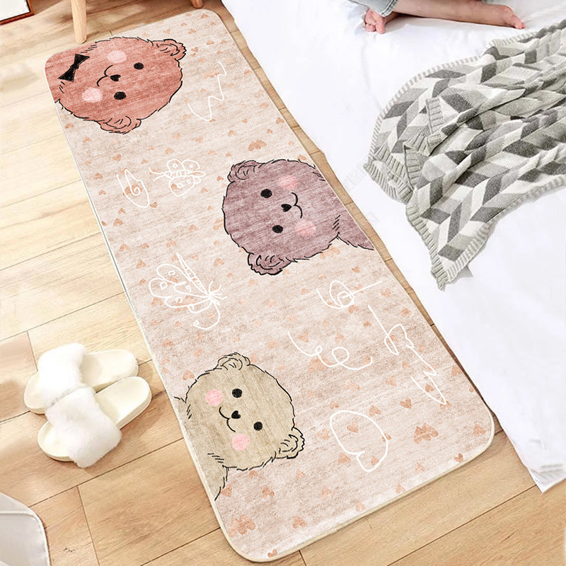 Skorter | Cute Bedroom Rug Multicolored Cartoon Print Indoor Rug Polyester Anti-Slip Back Pet-Friendly Carpet
