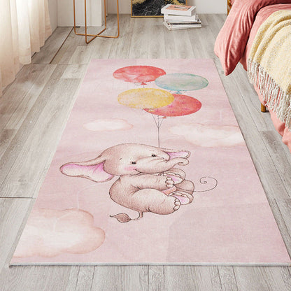 Skorter | Cute Bedroom Rug Multicolored Cartoon Print Indoor Rug Polyester Anti-Slip Back Pet-Friendly Carpet
