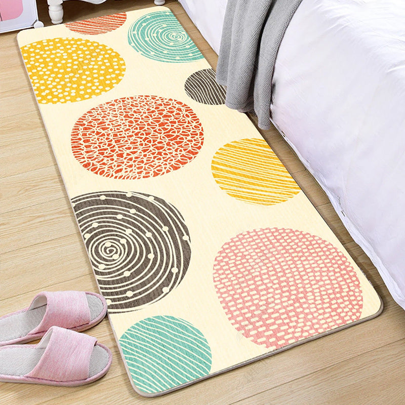 Skorter | Cute Bedroom Rug Multicolored Cartoon Print Indoor Rug Polyester Anti-Slip Back Pet-Friendly Carpet