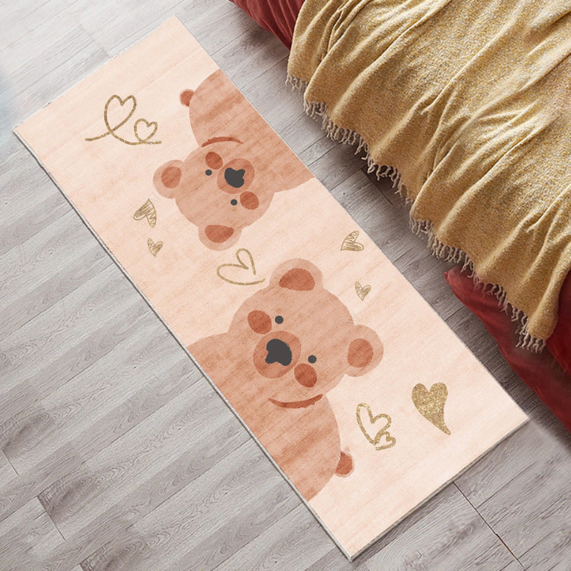 Skorter | Cute Bedroom Rug Multicolored Cartoon Print Indoor Rug Polyester Anti-Slip Back Pet-Friendly Carpet