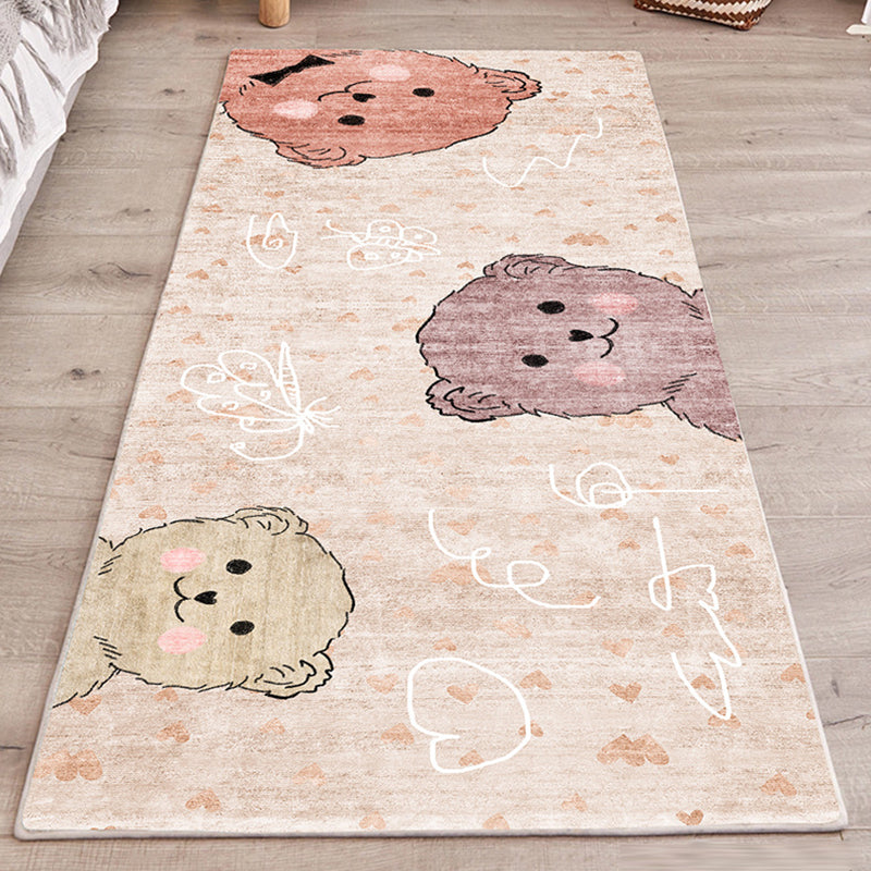 Skorter | Cute Bedroom Rug Multicolored Cartoon Print Indoor Rug Polyester Anti-Slip Back Pet-Friendly Carpet
