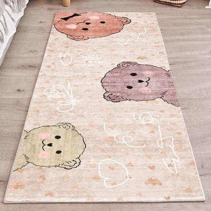 Skorter | Cute Bedroom Rug Multicolored Cartoon Print Indoor Rug Polyester Anti-Slip Back Pet-Friendly Carpet