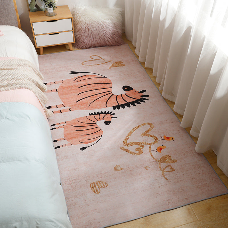 Skorter | Casual Kids Room Rug Multicolor Cartoon Pattern Indoor Rug Cotton Blend Non-Slip Pet Friendly Area Rug