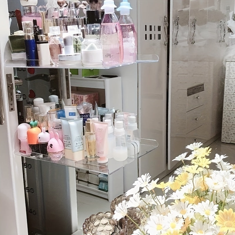 Skorter | Acrylic Shelf - Floating Hanging Shelf - Drill-Free Shower Shelf and Storage Shelf