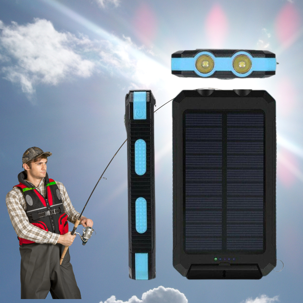 Skorter | Fishing Power Bank 50000 mah Waterproof Solar Charger | Fishing Battery Pack with USB-C Fast Charging & LED Light
