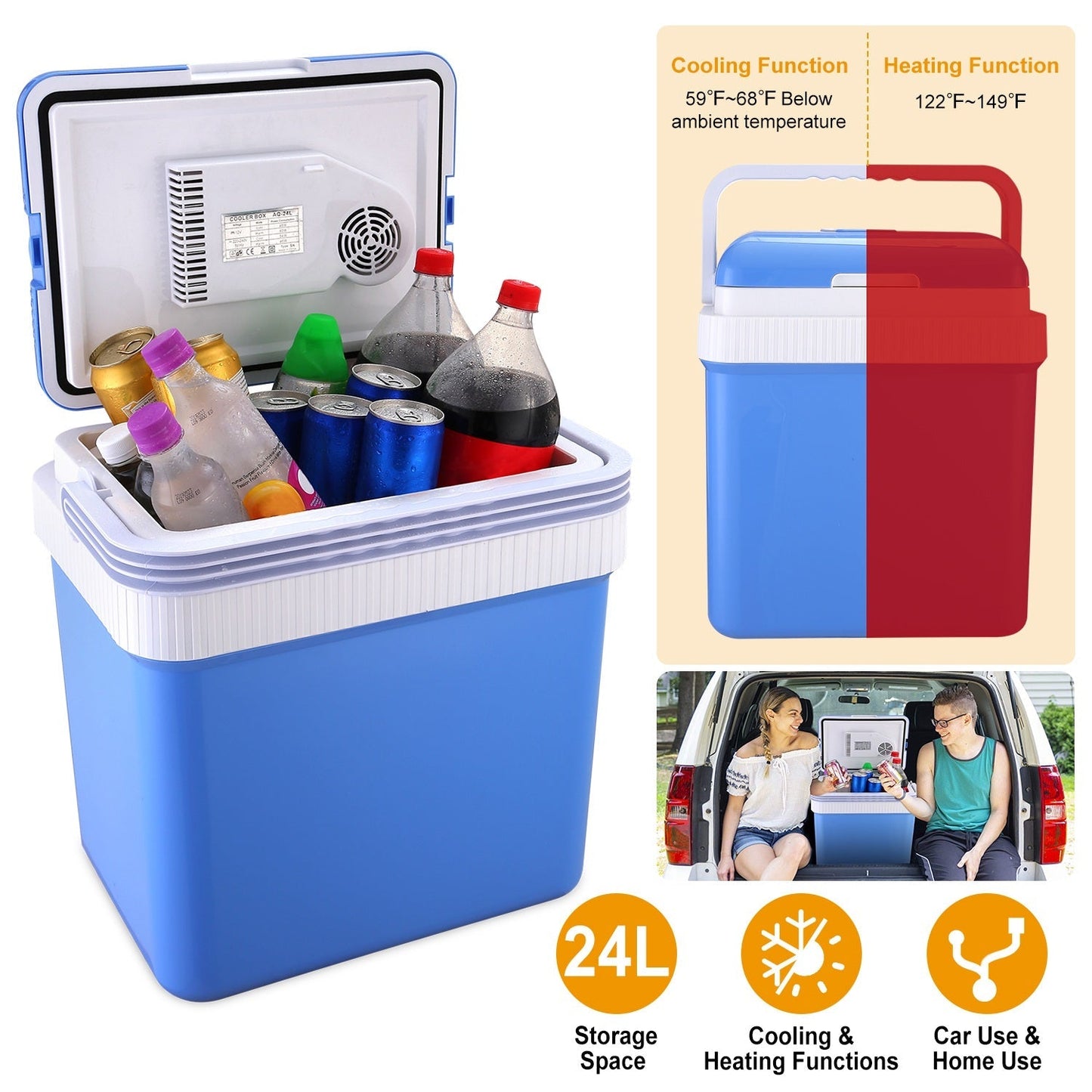 Skorter | 24L 12V Car Portable Refrigerator Travel Storage