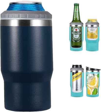 Skorter | 4 in 1 stainless steel can/bottle insulator, 14Oz two-way lid SUS insulated can cooler, beer bottle holder (Black)