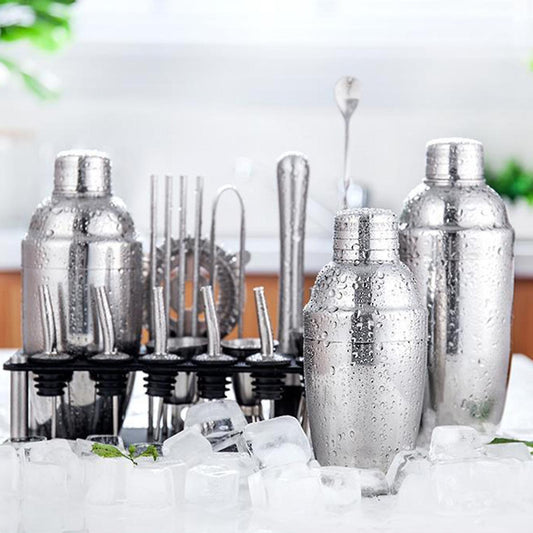 Skorter | 23pcs/Set Bartender Kit Professional Versatility Stainless Steel Martini Cocktail Shaker with Stand Bar Accessories