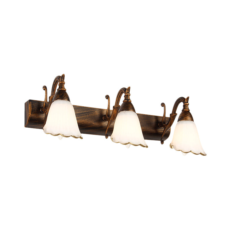 Skorter | Flower Bath Wall Light Classic Opal Glass 2/3/4 Lights Bronze/White Make-Up Lighting