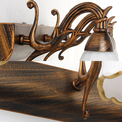 Skorter | Flower Bath Wall Light Classic Opal Glass 2/3/4 Lights Bronze/White Make-Up Lighting