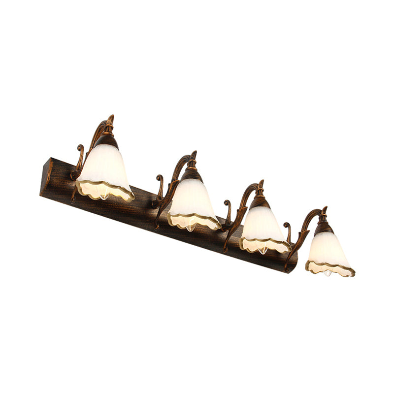 Skorter | Flower Bath Wall Light Classic Opal Glass 2/3/4 Lights Bronze/White Make-Up Lighting