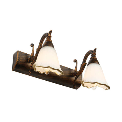Skorter | Flower Bath Wall Light Classic Opal Glass 2/3/4 Lights Bronze/White Make-Up Lighting