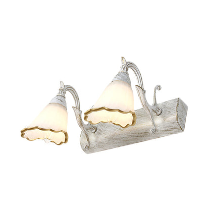 Skorter | Flower Bath Wall Light Classic Opal Glass 2/3/4 Lights Bronze/White Make-Up Lighting