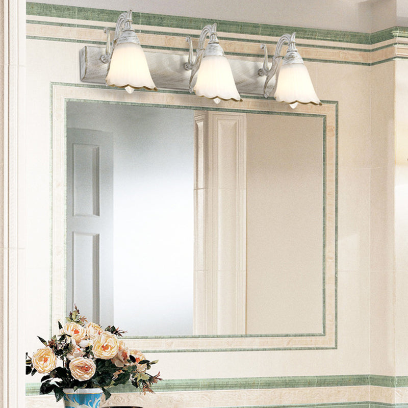 Skorter | Flower Bath Wall Light Classic Opal Glass 2/3/4 Lights Bronze/White Make-Up Lighting