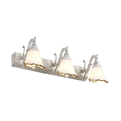 Skorter | Flower Bath Wall Light Classic Opal Glass 2/3/4 Lights Bronze/White Make-Up Lighting