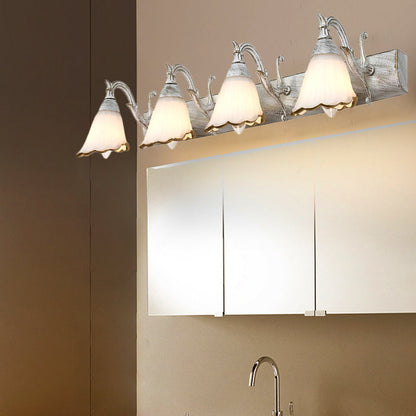 Skorter | Flower Bath Wall Light Classic Opal Glass 2/3/4 Lights Bronze/White Make-Up Lighting