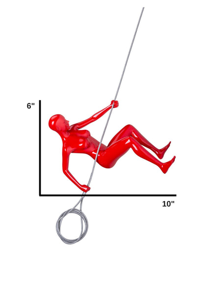 Skorter | Climbing Woman 8" Wall Sculpture // Glossy Red