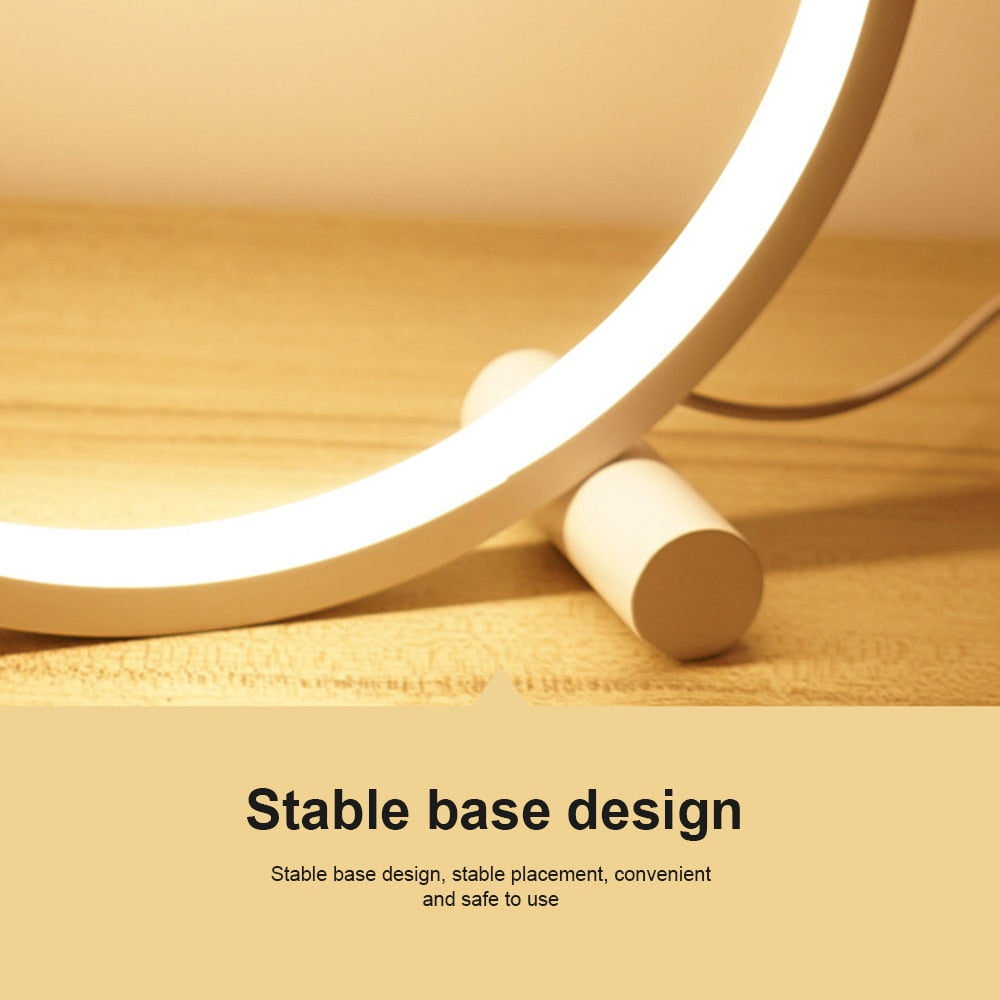 Skorter | 25CM LED Table Lamp Bedroom Circular Desk Lamps For Living Room Black/White Dimmable Nightstand Lamp Round Night Light Decoration