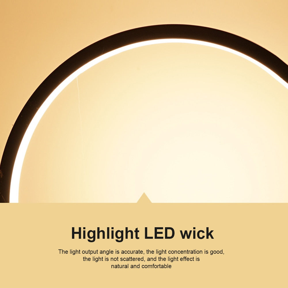 Skorter | 25CM LED Table Lamp Bedroom Circular Desk Lamps For Living Room Black/White Dimmable Nightstand Lamp Round Night Light Decoration