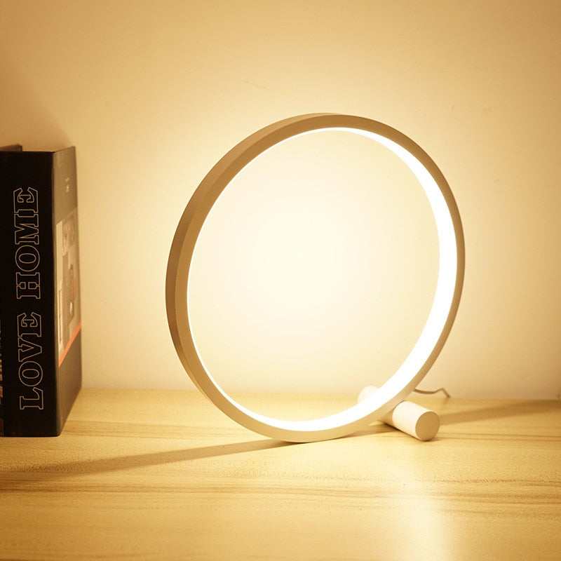 Skorter | 25CM LED Table Lamp Bedroom Circular Desk Lamps For Living Room Black/White Dimmable Nightstand Lamp Round Night Light Decoration