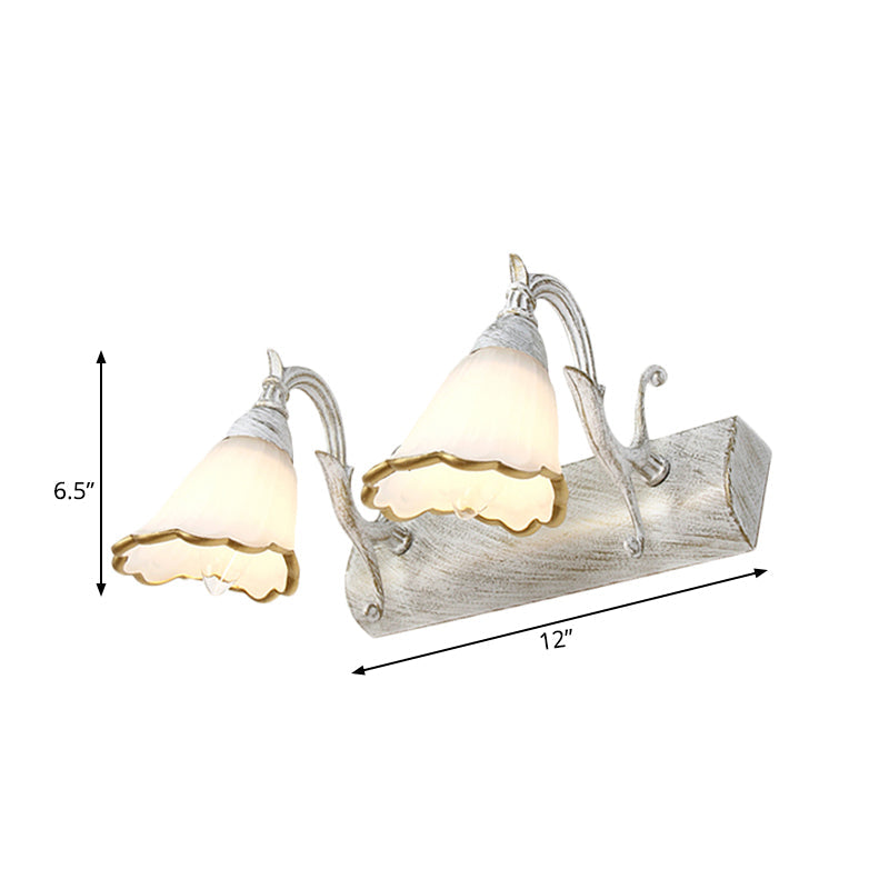 Skorter | Flower Bath Wall Light Classic Opal Glass 2/3/4 Lights Bronze/White Make-Up Lighting