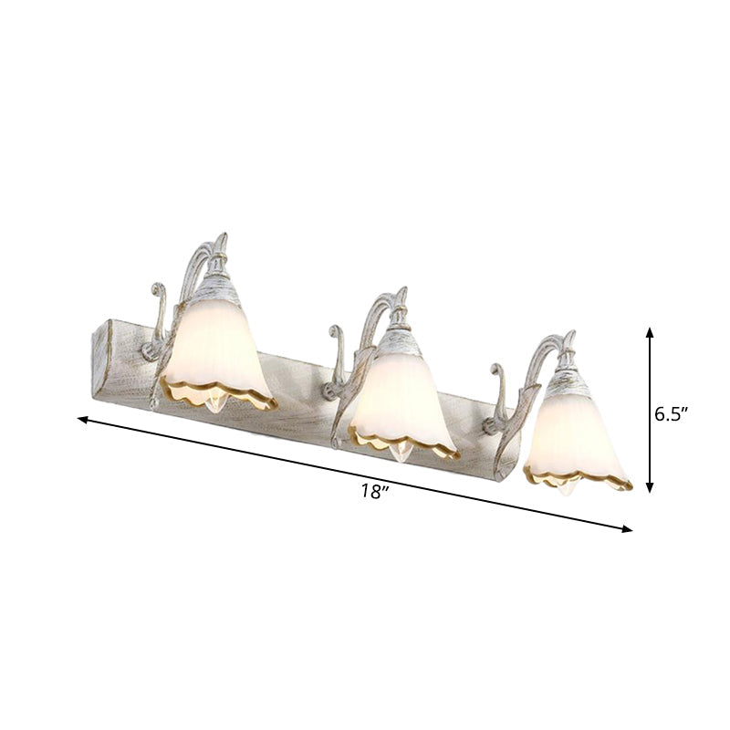 Skorter | Flower Bath Wall Light Classic Opal Glass 2/3/4 Lights Bronze/White Make-Up Lighting