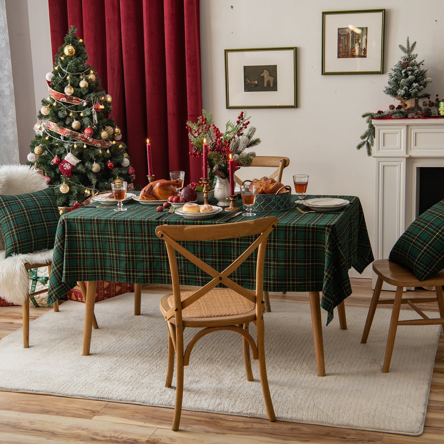 Skorter | Christmas Party Traditional Scottish Check Pattern Tablecloth