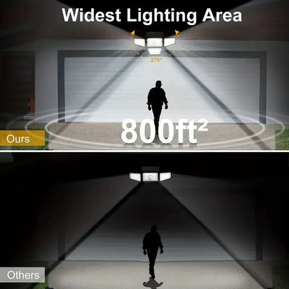 Skorter | 270 LED Wall Light with Motion Sensor - 4-Head Lamp, 3 Light Modes, Wide Angle Safety Wireless Flood Light
