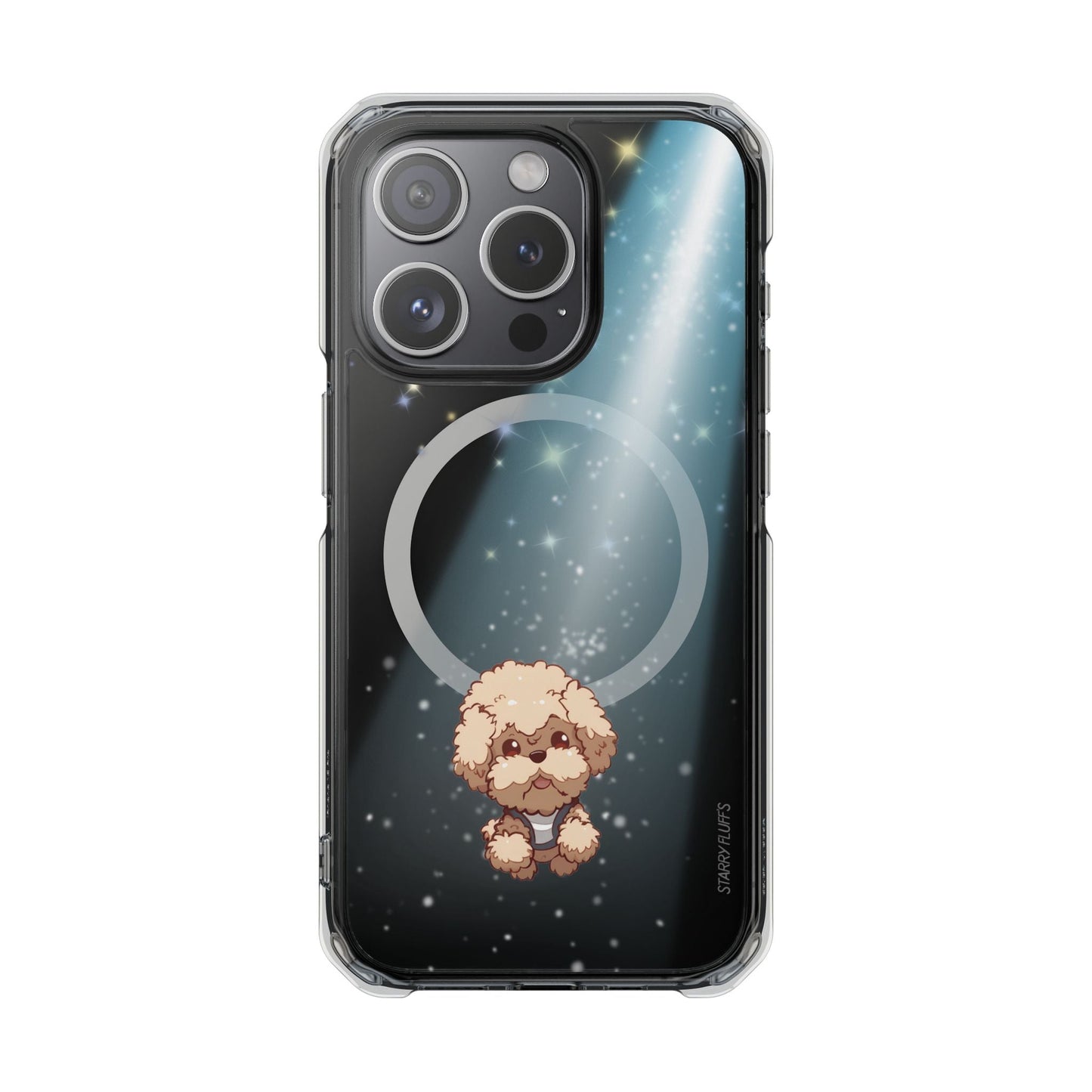 Skorter | Fluff's - Pookie the Poodle Beaming in Space Magnetic Clear Case for iPhone Series