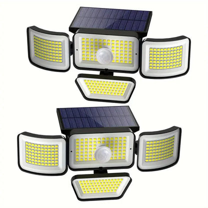 Skorter | 278LEDs 3000LM Motion Sensor 6500K Solar Powered, 4 Heads Security Floodlight, 300° Wide Angle Wall With 3 Modes