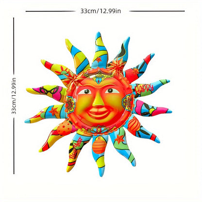 Skorter | 2024 Large Happy New Year Sun Face Iron Wall Art - Outdoor & Indoor Decor, Circular Design, Indoor Space Decoration, Eid Al-Adha Mubarak Gift - Durable, Weather Resistant, Easy to Hang