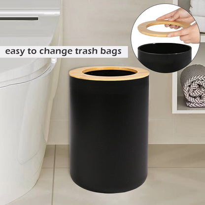 Skorter | 6 Piece Bath Set - Soap Dish Toothbrush Holder Rinsing Container Lotion Bottle Trash Can Toilet Brush - Practical Toilet Set for Home Laundry Room, Black