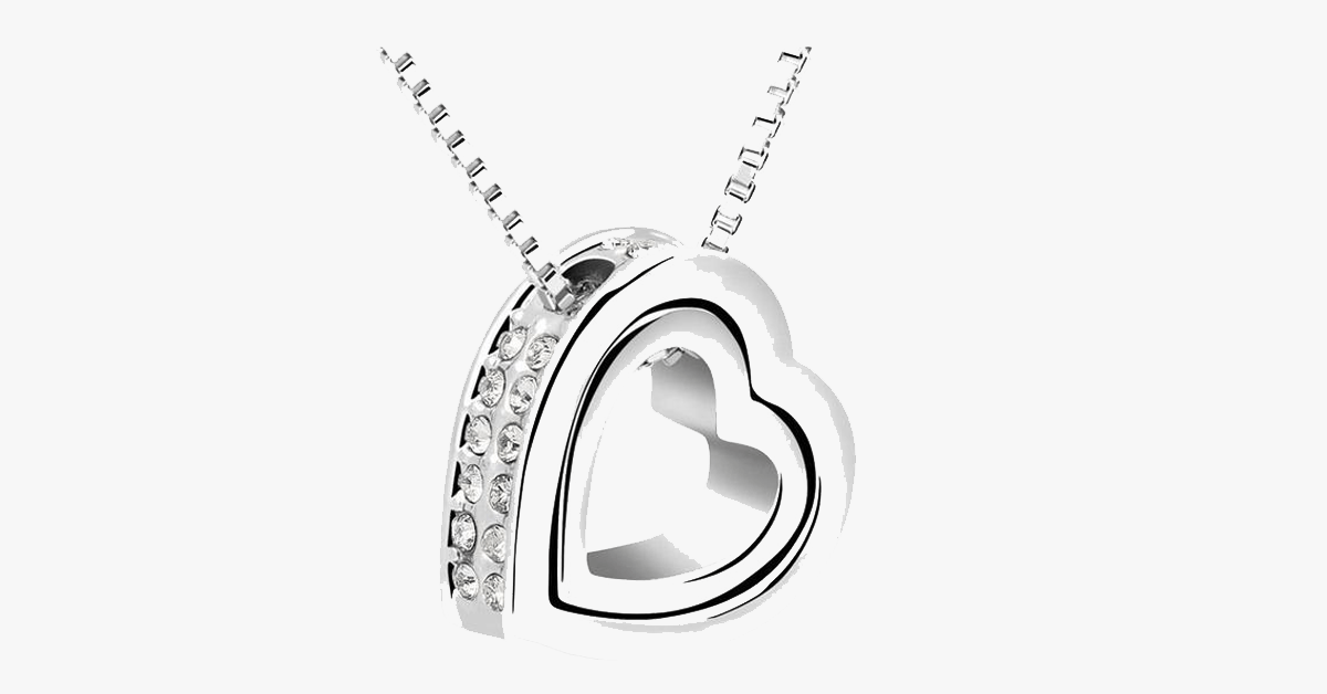 Skorter | Double Heart Pendant - White Gold