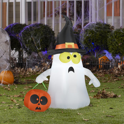 Skorter | Air-filled Inflatables 3.5FT High Halloween Inflatable Cute Ghost with Witch Hat