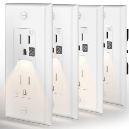 Skorter | 4 Pack LED Night Light Wall Outlet - Easy to Install, Standard Electrical Outlet with Night Light