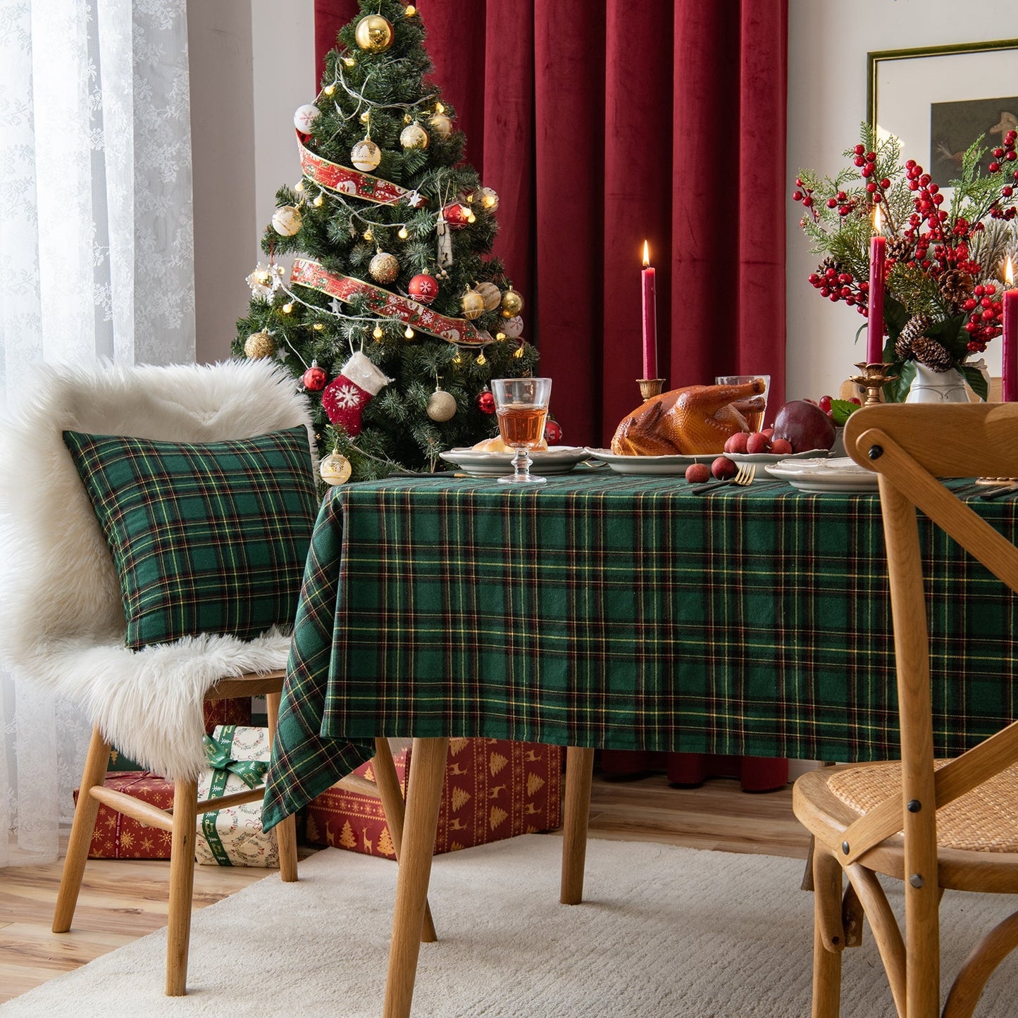 Skorter | Christmas Party Traditional Scottish Check Pattern Tablecloth