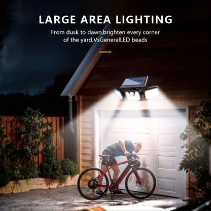 Skorter | Solar LED floodlight with motion sensor – 3-beam outdoor lighting for garden, yard, and garage