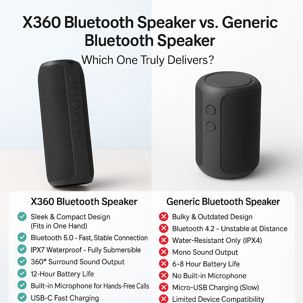 Skorter | Best Waterproof Bluetooth Wireless Speaker x360 Compact Small