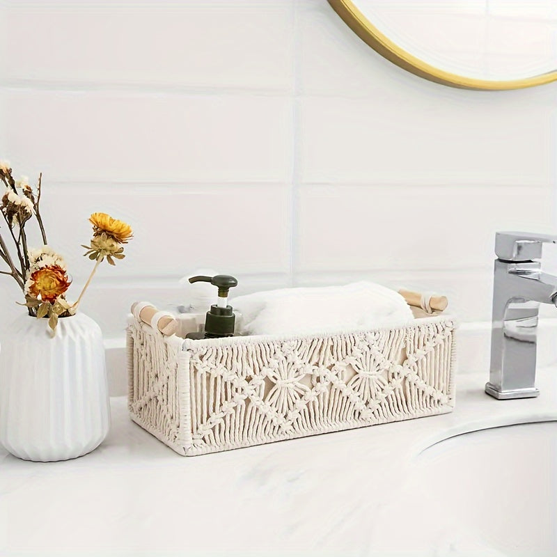 Skorter | Boho Storage Basket – Handmade Woven Organizer for Bathroom, Bedroom, and Living Room