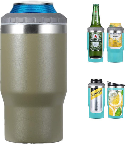 Skorter | 4 in 1 stainless steel can/bottle insulator, 14Oz two-way lid SUS insulated can cooler, beer bottle holder (Black)