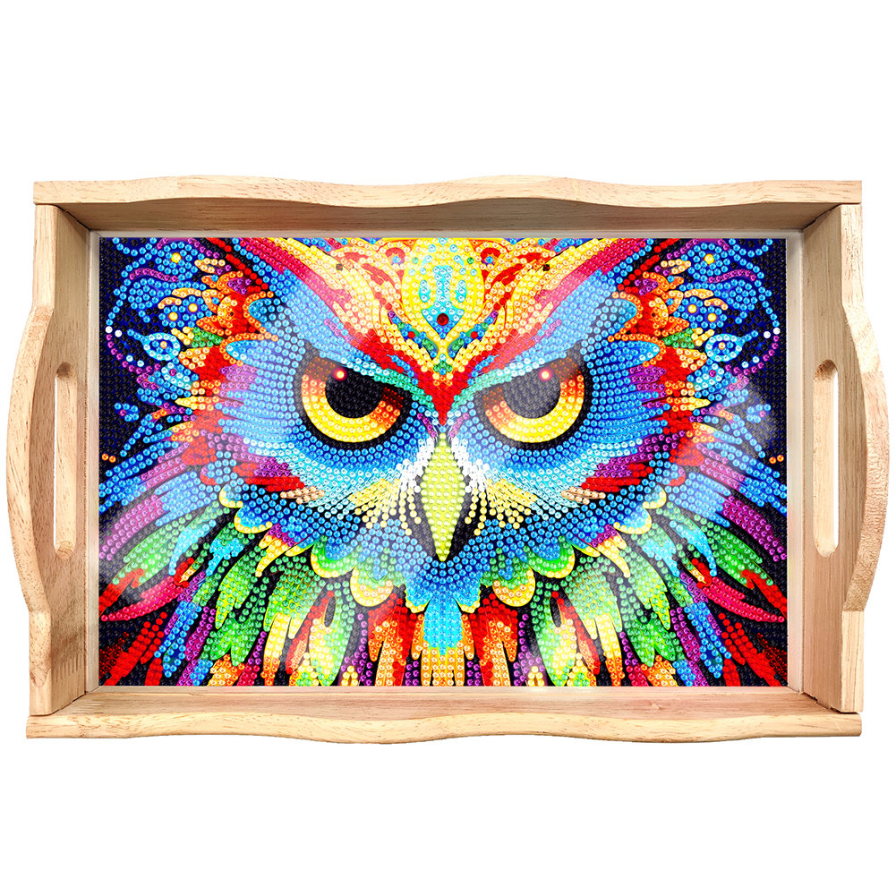 Skorter | DIY Diamond Painting Wooden Tray Food Tray with Handle Living Room Decoration Mandala Wooden Tray Kit