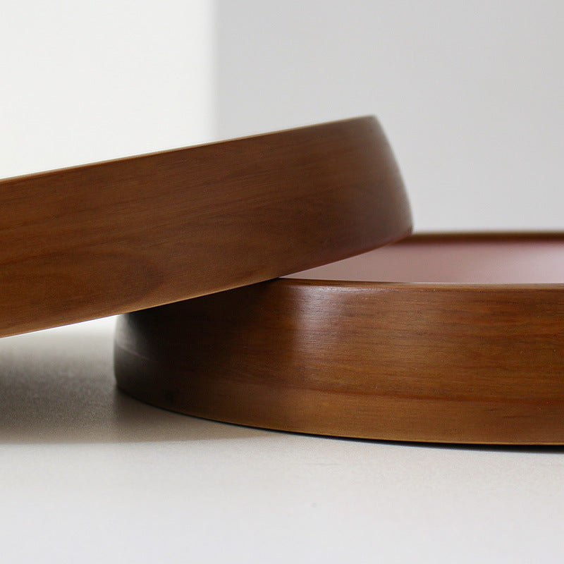 Skorter | Rund tyst väggklocka i naturfärgat trä, dekorationsklocka 