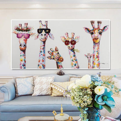 Skorter | Cartoon Giraffes - Canvas Wall Art Painting