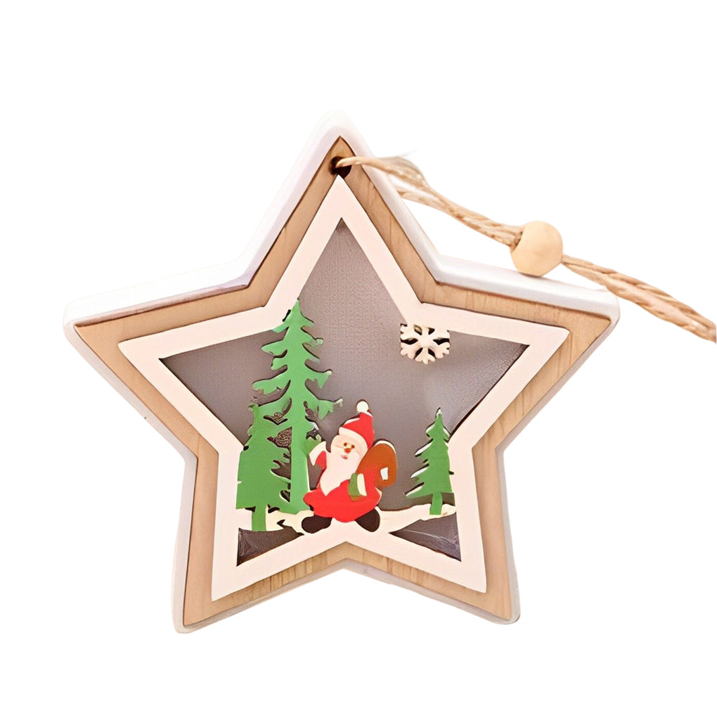 Skorter | 2 Pieces Wooden Modern Hanging Ornaments with Button Battery