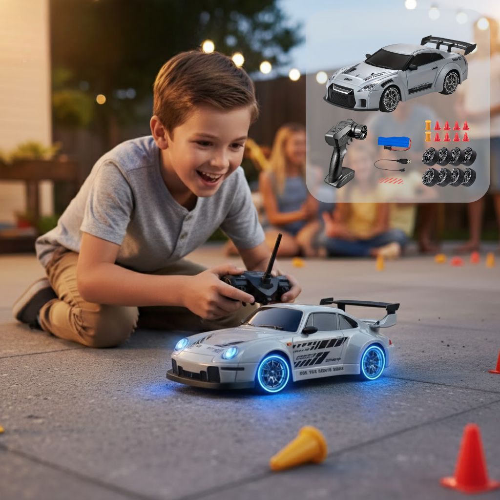 Skorter | 1:24 RC Drift Car | 4WD, LED Wheels & USB Rechargeable for Indoor and Outdoor Racing Fun